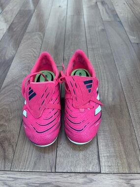 adidas Pink Youth Soccer Cleats with Lime Insole